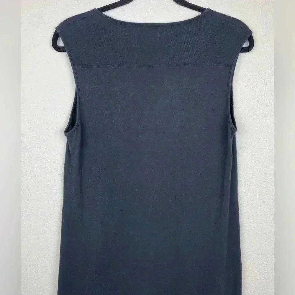 VELVET by Graham Spencer Black Vintage Slub Maxi Dress T-Shirt Leg Slit Medium - Picture 13 of 13